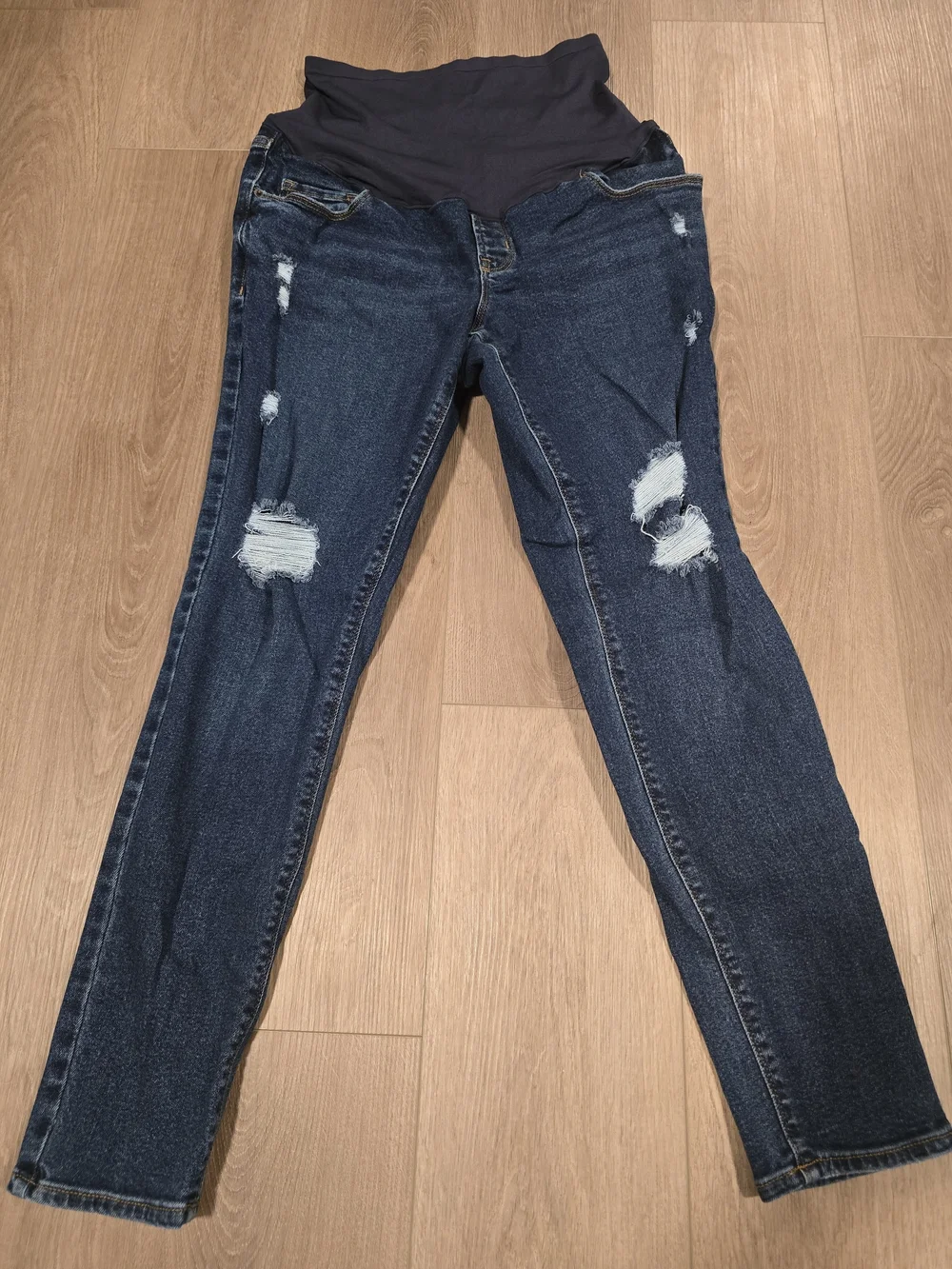 Old Navy Maternity Rockstar Distressed Skinny Jeans Blue Full‎ Panel Size 12